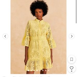 Farm Rio yellow eyelet dress xs